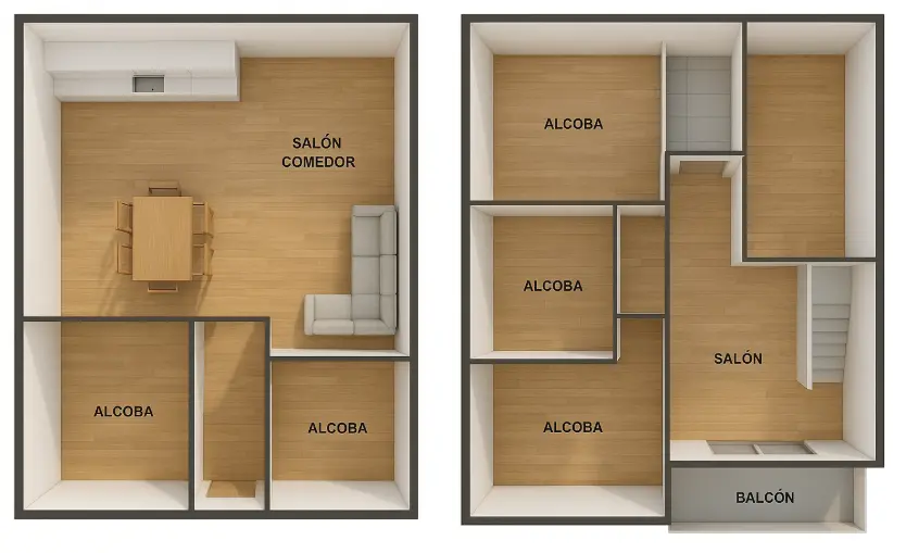 Casa prefabricada de 98m² dos niveles